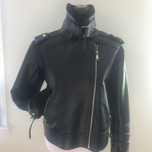 Silence + noise faux leather bomber. S